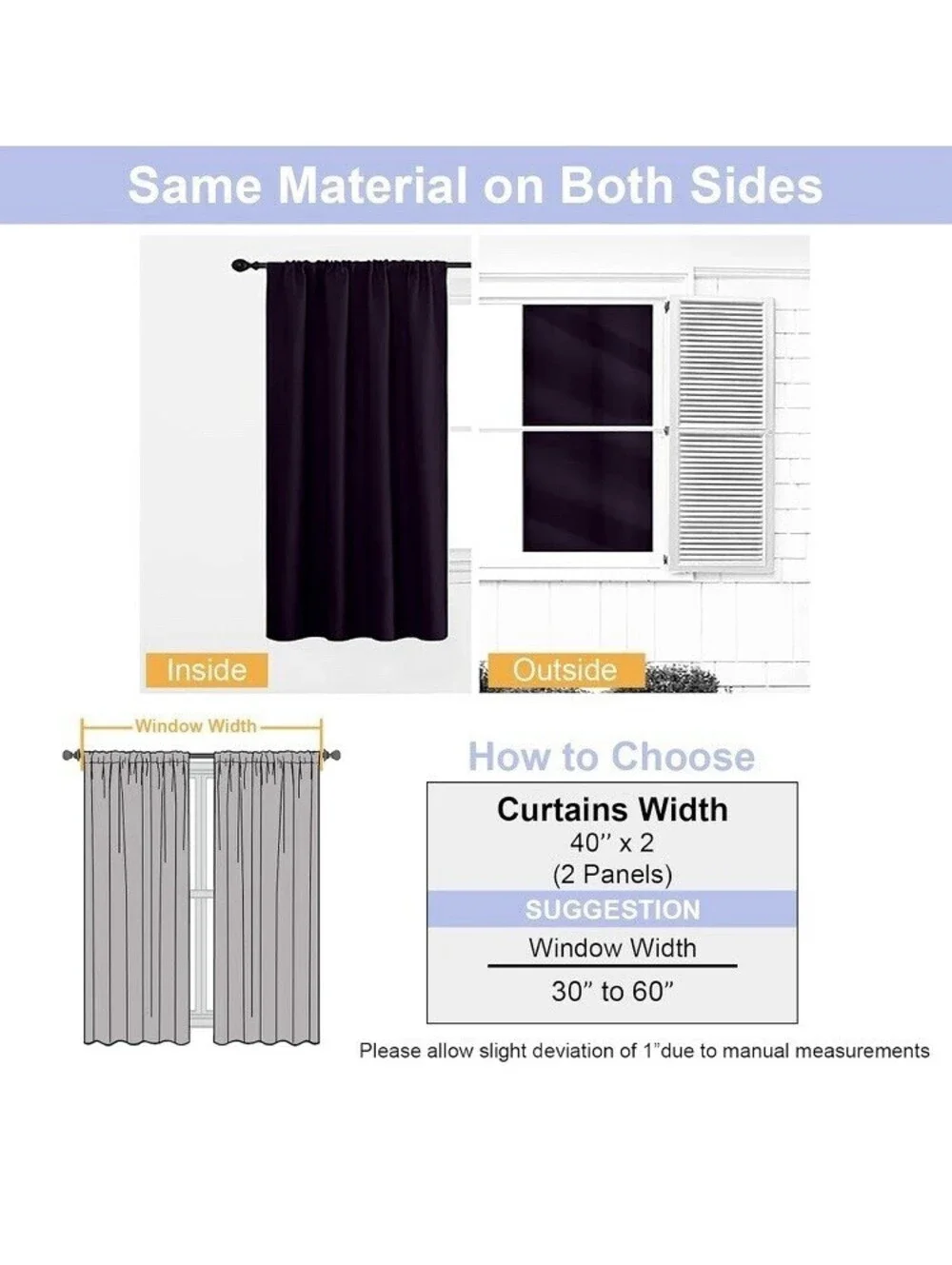 Simplebrand blackout curtains BlackBerry (dark Purple Color) 40”x96”  2 Panels